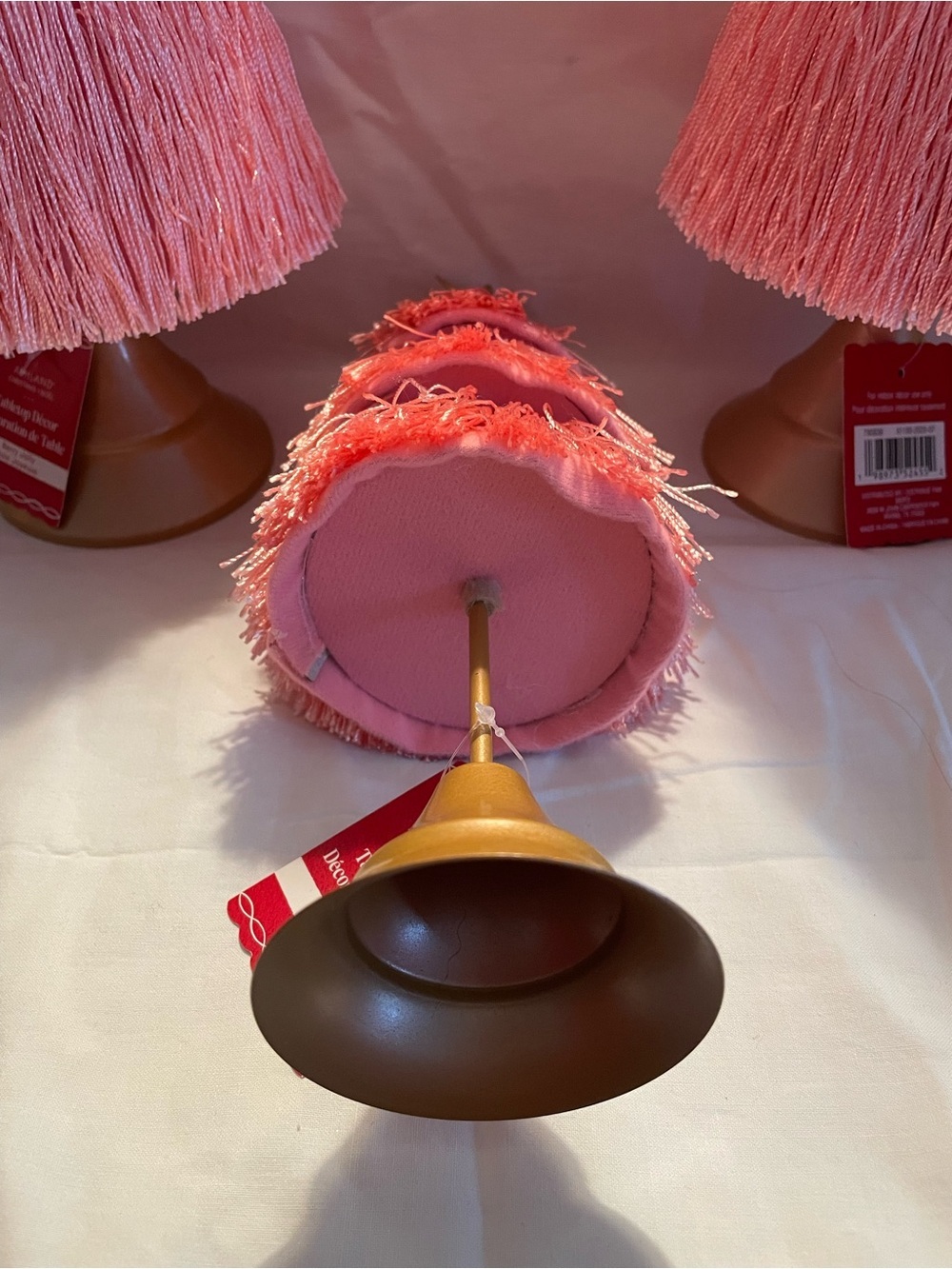 NWT 3 Ashland Pink Tassel Tabletop Trees with Gold Stars - Picture 12 of 14